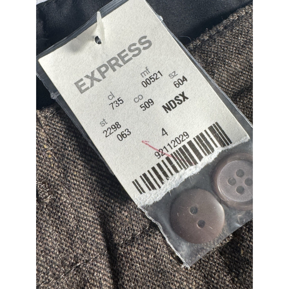 NWT Express Brown Tweed Cargo Pants Women’s 4 Utility Fall Winter Wide Leg - Picture 5 of 10